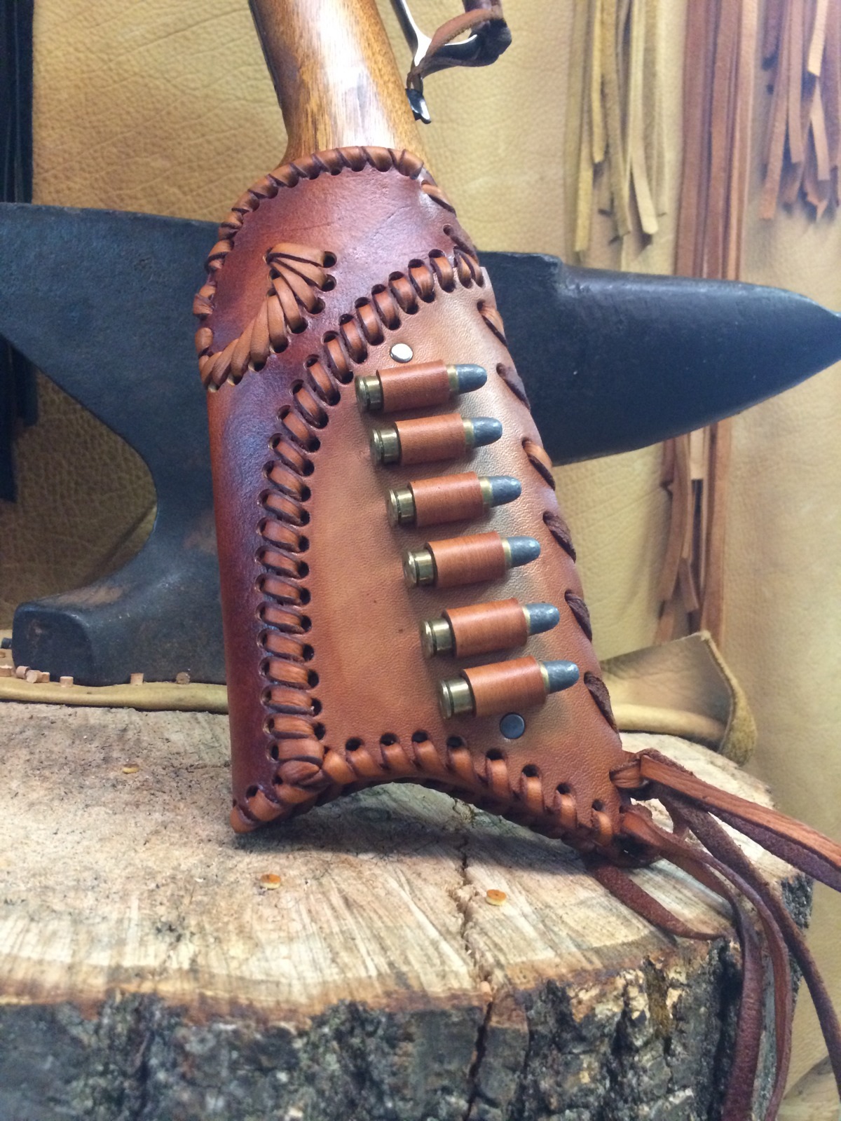 Leather Gunstock Cover shell Holder Winchester Marlin Rossi Henry Uberti Stoeger