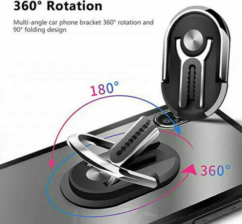 CELLPHONE CAR HOLDER ROTATES 360 & SWIVELS 90  FINGER RING COLOR GOLD NEW - Image 2 of 3