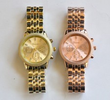 NEW GENEVA ROSE GOLD,GOLD TONE BAND STAINLESS STEEL CASE,CRYSTALS LADY'S WATCH