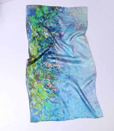 100% Silk Scarf Women neckerchief Shawl Wrap Floral blue green red MY122-7