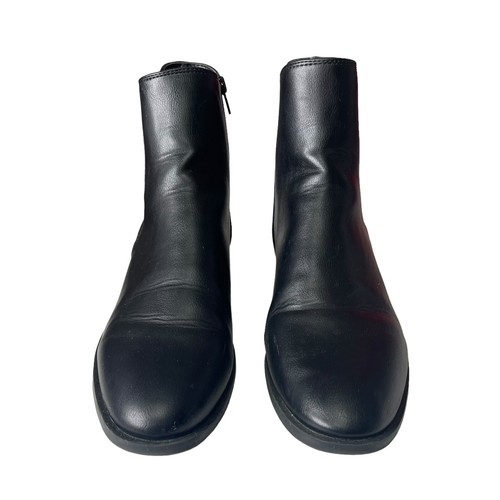 Nine West Aribel 3 Black Ankle Boots Chelsea Size 9.5 M Zipper Gold trim heel - Picture 2 of 9