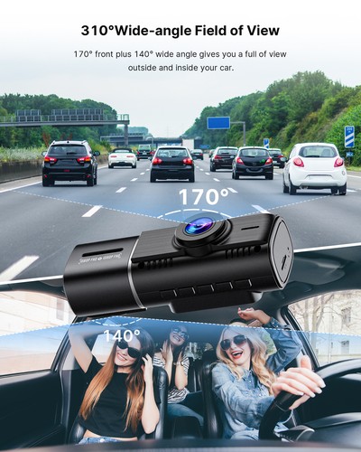 TOGUARD 1.5"LCD Dual Dash Cam Front Inside Cabin 1080P Car Camera Night Vision - Picture 4 of 13