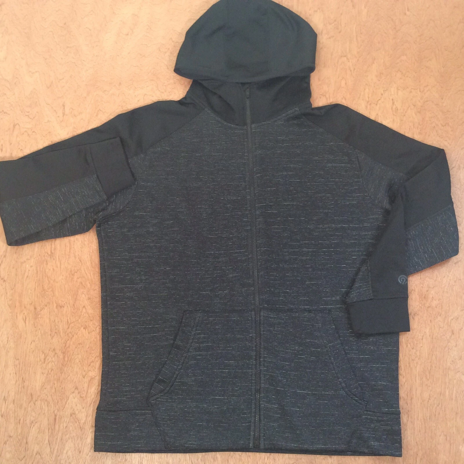 Champion Hoodie WOMENS XL Full Zip Long Sleeve FLEECE JACKET Gray & Black LOGO