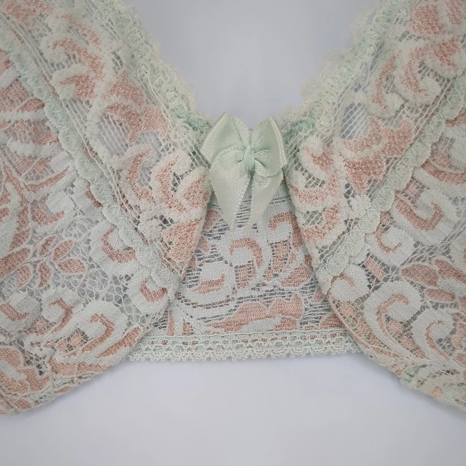 Sutiã Warner's Vintage Renda Charmers Underwire Transparente Maricas Elástico Azul 34C - Imagem 2 de 4