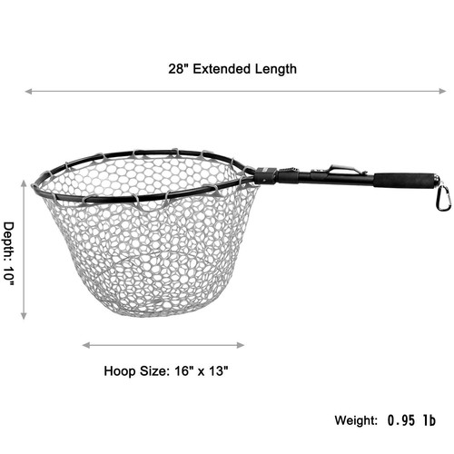 Fly Fishing Net Fish Landing Net, Trout Bass Net Soft Rubber Mesh Catch and R... - Picture 2 of 7