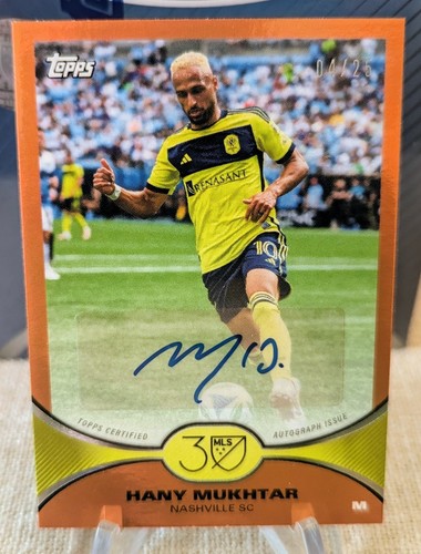 2025 Topps MLS 30th Anniversary Hany Mukhtar #26A Nashville SC Auto Orange /25