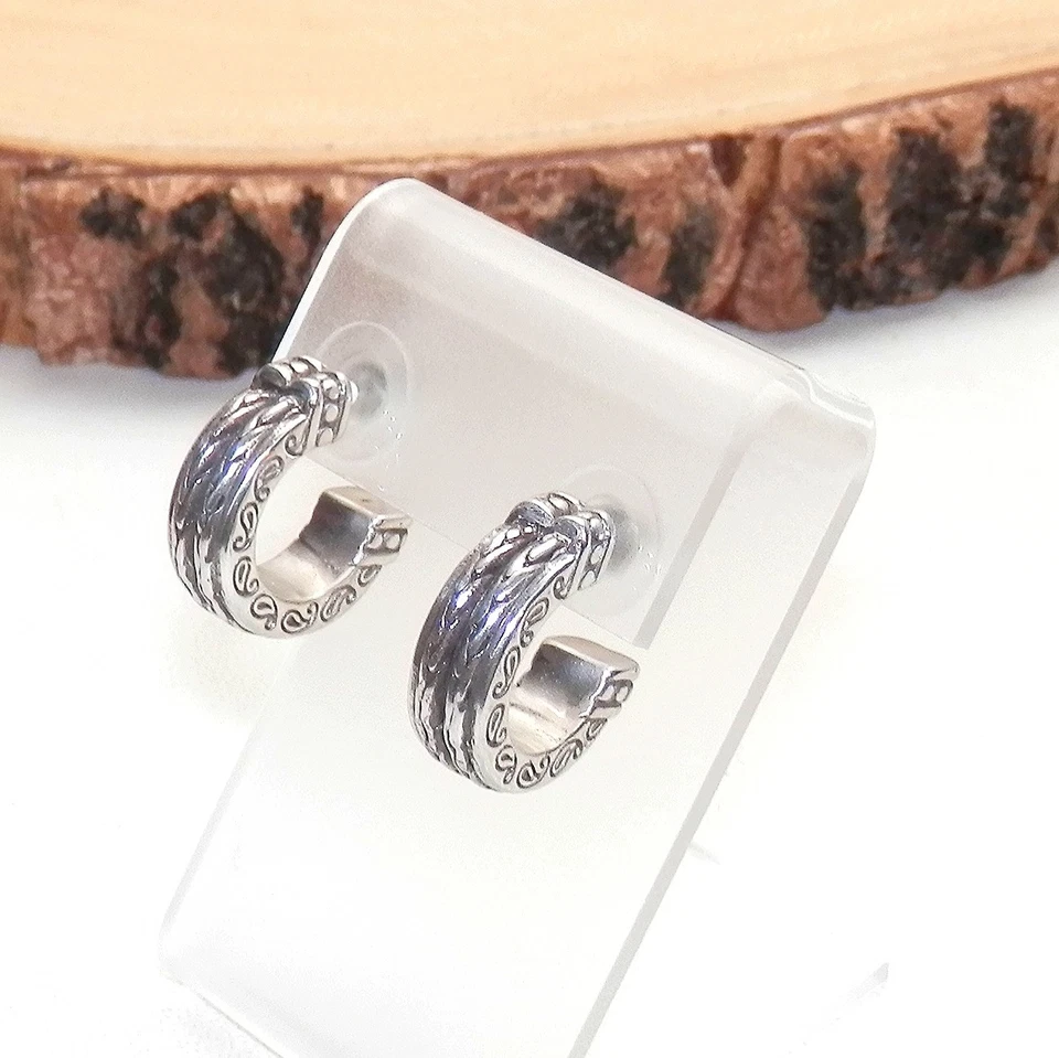 Brighton Scroll Half Hoop Earrings Post Pierced Iconic Thick Wide. - Image 2 of 4