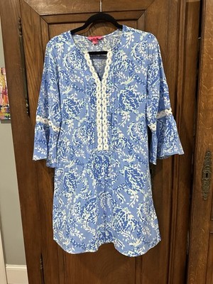 Lilly Pulitzer Hollie Tunic Dress features In blue ''Turtley Awesome'' Print XS