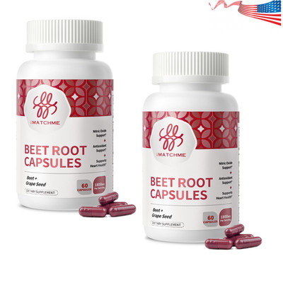 2Pack Beet Root 1800 mg Strength 20:1 Extract, 60 Capsules for Blood Flow & Hear