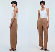 Madewell The Rosedale High-Rise Straight Pant Crepe Tan Pleated Size 10 New F17