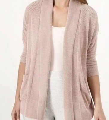 BAREFOOT DREAMS cozy chic lite pointelle cardigan in pink clay size S/M Small