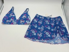 Art Class Girls Size L 10/12 Pink Purple Floral Swim Top And Skirt Set