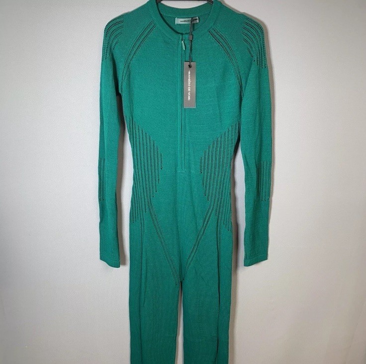 Maniere De Voir Green Knitted Jumpsuit Size Small Womens image 6