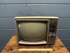 Vintage 1977 Hitachi PA 55 Portable CRT TV Solid State VHF UHF Retro