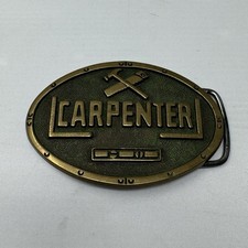 Carpenter Belt Buckle Tools Construction Solid Brass Vtg 1978 Baron Taiwan 8007
