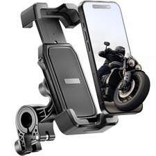 Delobon Motorcycle Phone Mount with Safety Lock, One-Hand Operation Black 