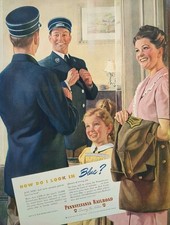 1945 Pennsylvania railroad print ad, Employee How Do I Look In Blue