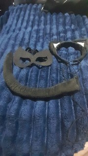 Children's Black Accessories for Cat Costume Fancy Dress Mask Ears and Tail Set