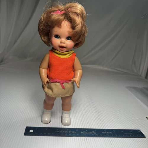 VTG 1967 Mattel Baby 1st Steps Doll Reddish Hair Original Outfit 11.5” Untested