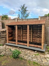 Image of 8ft Wooden Log Store Firewood Storage Shed Pressure Treated