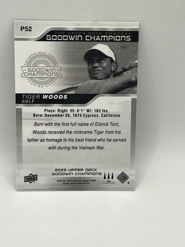 Tiger Woods Goidwin Champions 2023 Upper Deck #P52 - Picture 3 of 3