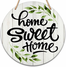 Welcome Sign for Front Door Home Sweet Home round Hanging Sign with Rope Rust...