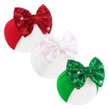 Christmas Headbands, Girls Sequin Large Bows, Glitter, Toddler, Red White Green