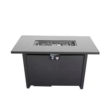 42 In. Wide Steel Outdoor Fire Pit Table with Lid and Integrated Ignition