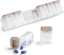Weekly Pill Organizer Magnetic, Removable Pill Box 7 Day 1 Time a Day, Large Pil