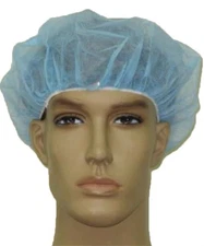 100 PCS 24" BLUE Disposable Bouffant Caps, Spun Bounded Poly Hair Head Cover Net