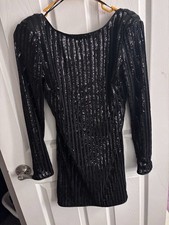 forever 21 dress Black Sequin Long Sleeve Size S Length Short 