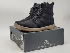 Alpine Design x Kamik Men’s Ezra Black Waterproof Winter Boots Full Leather NEW