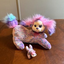 Just Play Puppy Surprise Rainbow Pink Purple Dog Plush Set With 1 Baby Puppy