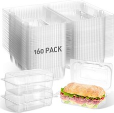 160 Pack Clear Hinged Food Containers 7.2 4.9 2.6 Inch Plastic Cookie