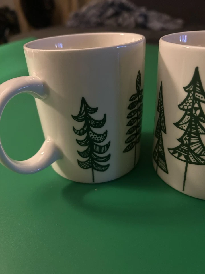 Juego de tazas de café Starbucks 12 oz diseño de árbol de hoja perenne vacaciones Navidad verde Foto 3 de 4
