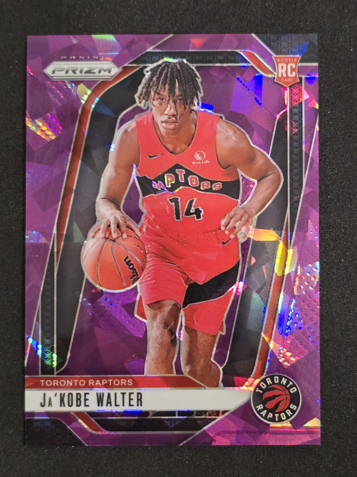 Ja'Kobe Walter 2024-25 Panini Prizm /149 Purple Ice RC Raptors #223