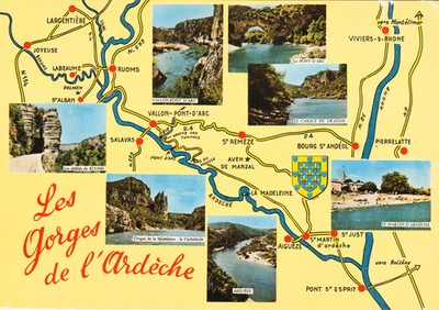 Ansichtskarte,Les Gorges de l´Ardeche, 1976, versendet, Zustand sehr gut