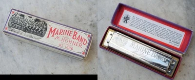 MARINE BAND HARMONICA vintage M Hohner 1896 Harmonica Hohner Marine Brand MON25H - Photo 1/4