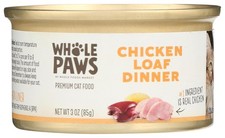 Whole Paws, Wet Cat Food, Chicken Loaf Dinner, 3 Ounce.