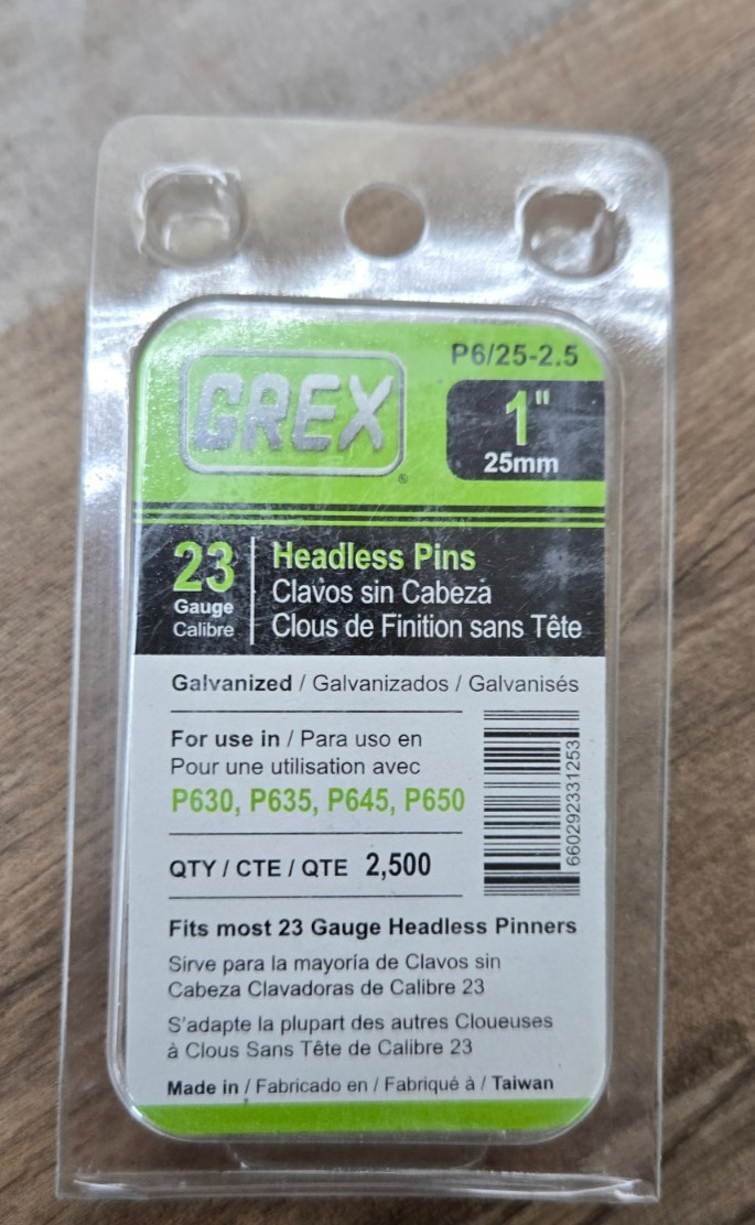 Grex 23 Gauge 1"  Headless Pins (2,500 ct)