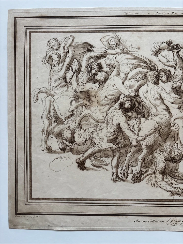 Gravura antiga A Batalha dos Centauros e Lapiths mitologia grega 1765 - Imagem 2 de 4