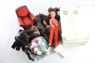 Vintage Pedigree Sindy Fashion Dolls Patch Paul & Horse W/ Wardrobe