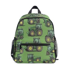 Childish Tractors Green Backpack Birthday For Boys Girls Durable School Book Bag