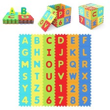 36-Piece Kids Puzzle Play Mat w/ Alphabet  Numbers, 36 Sq FT Total Coverage