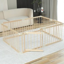 Baby Playpen Play Fence Gate Play Pen Wood Large,Playpens for Babies and Todd...