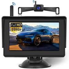 Hikity Wireless Backup Camera System 4.7 Inch Car Monitor Kit HD 1080P Licens...
