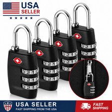 4x TSA Approved Luggage Lock Travel 3 Digit Combination Suitcase Padlock Reset