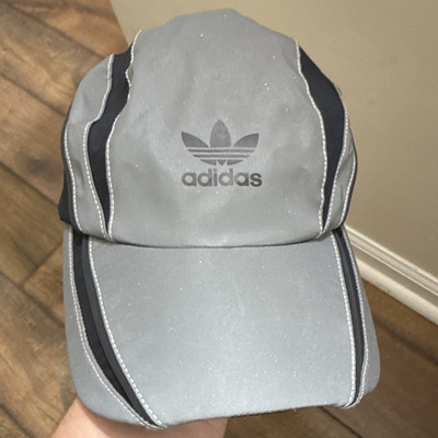 adidas Gray Black Adjustable Solid Baseball Cap Hat Logo Men One Size Casual