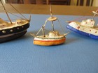 3 Vintage Miniature Wood Toy Boats - Ocean Liner, Military Cruiser & Sailboat — photo 9