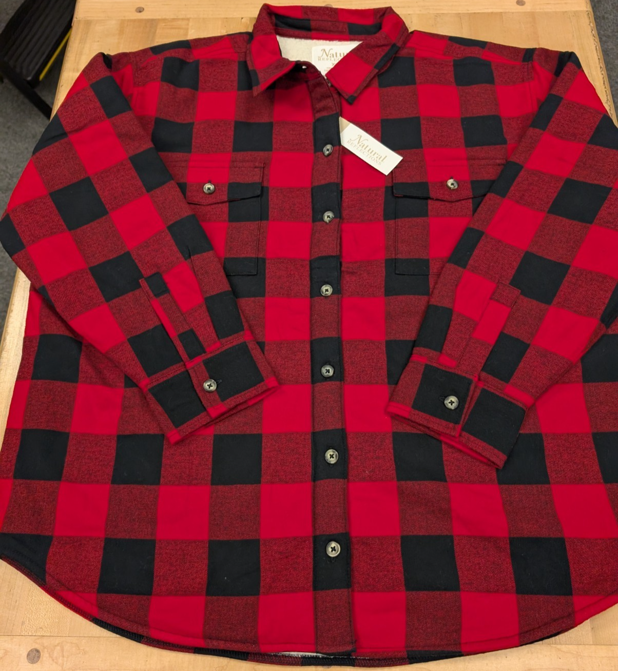 Natural Reflections Sherpa Lined Flannel Long Sleeve Shirt Jacket Women's XL